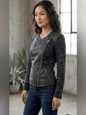 Leather/ Wool Knit Jacket Size S